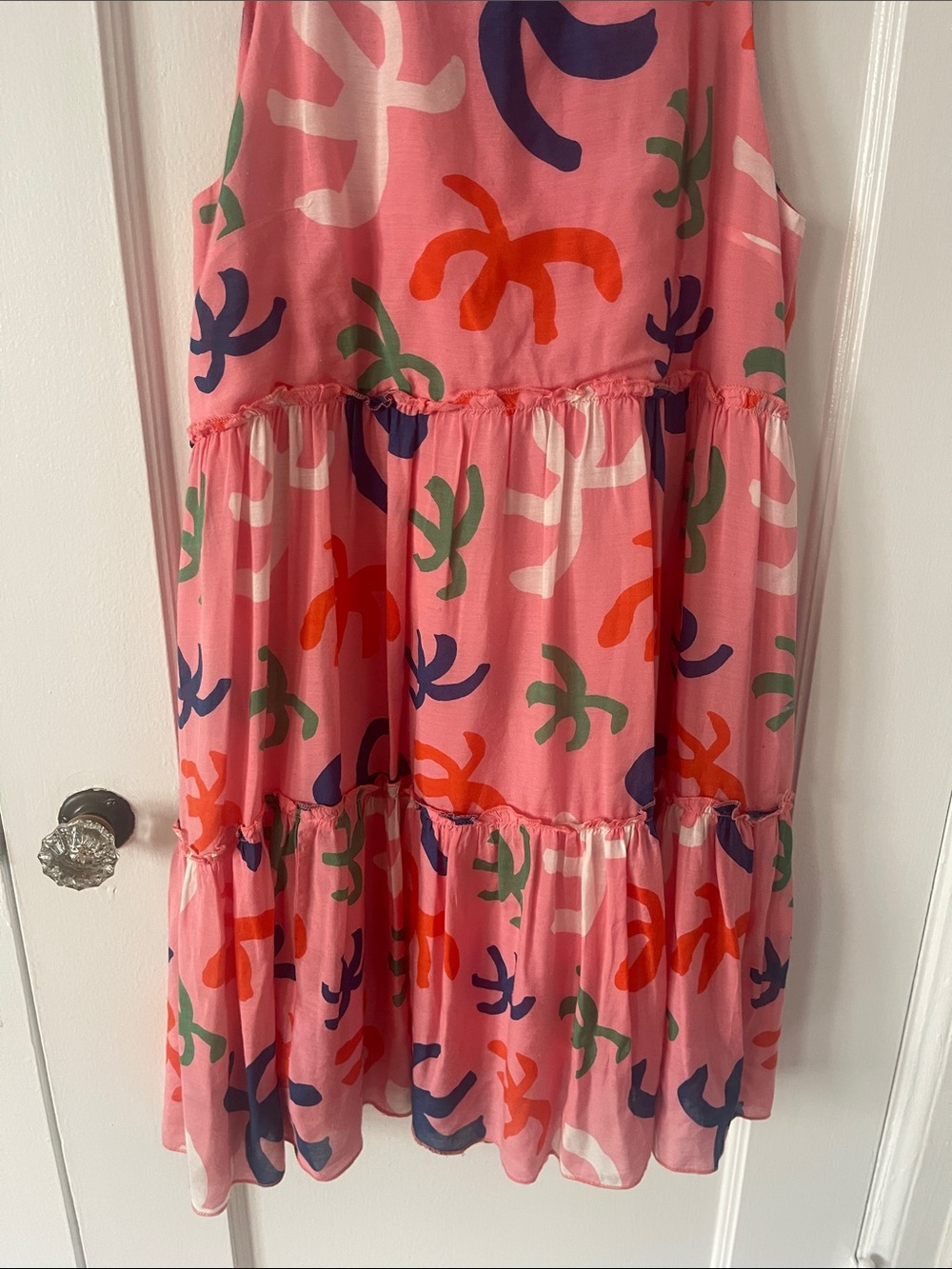 Oliphant Pink Tiered Sleeveless Printed Mini Dress - Picture 4 of 7